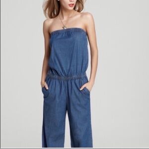 Blue Strapless Jumpsuit